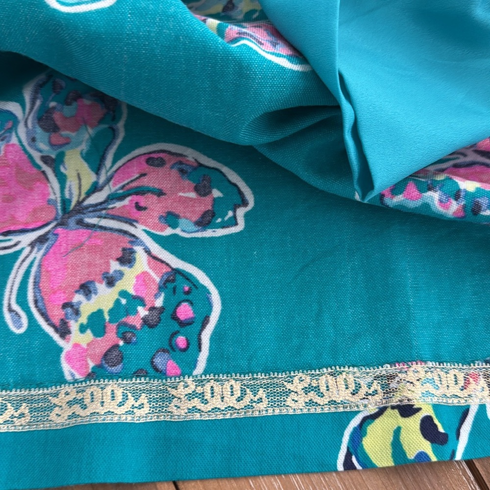 Lilly Pulitzer Teal Butterfly Print Dress size 2 pre owned Used - Picture 9 of 10